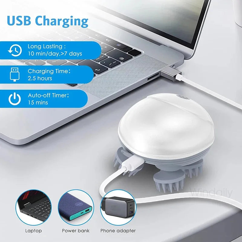 Electric Scalp Head Massager Kneading Vibrating Device Health Care Shoulder Neck Leg Arm Deep Tissue Massage Cat  Pet Massager